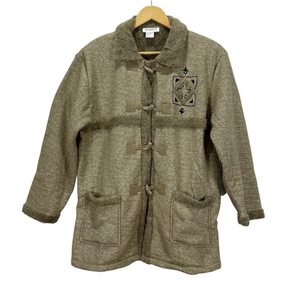 Vintage Rafael Toggle Coat Jacket Small – Sherpa Fleece Lined, Embroidered,